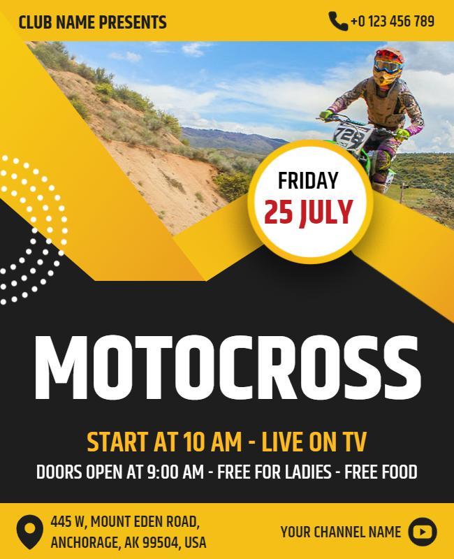 Motocross Event with Live Tv Broadcast Flyer Template