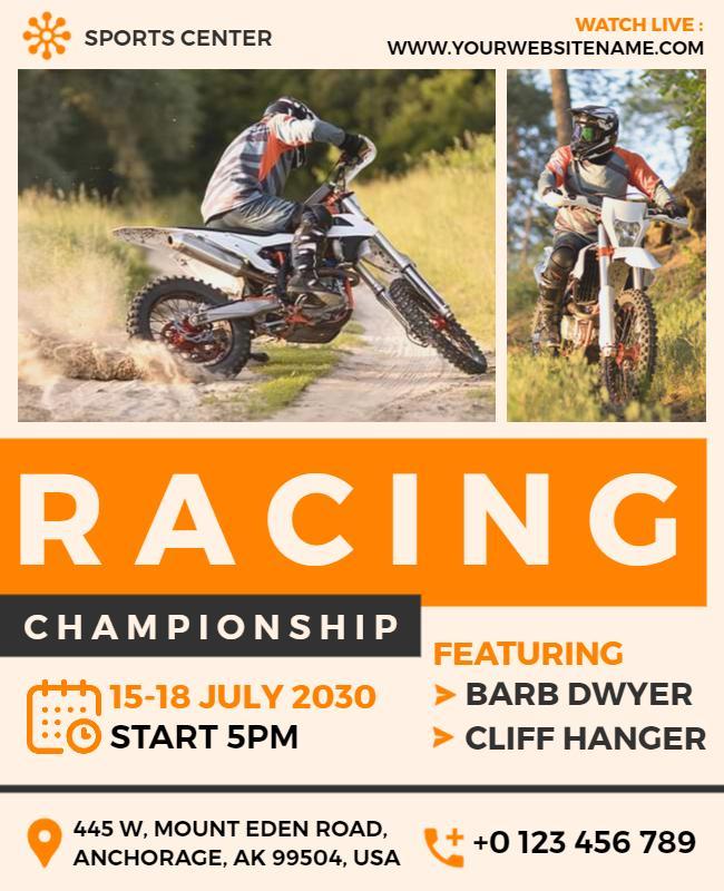 Dynamic Orange Racing Championship Event Flyer Template