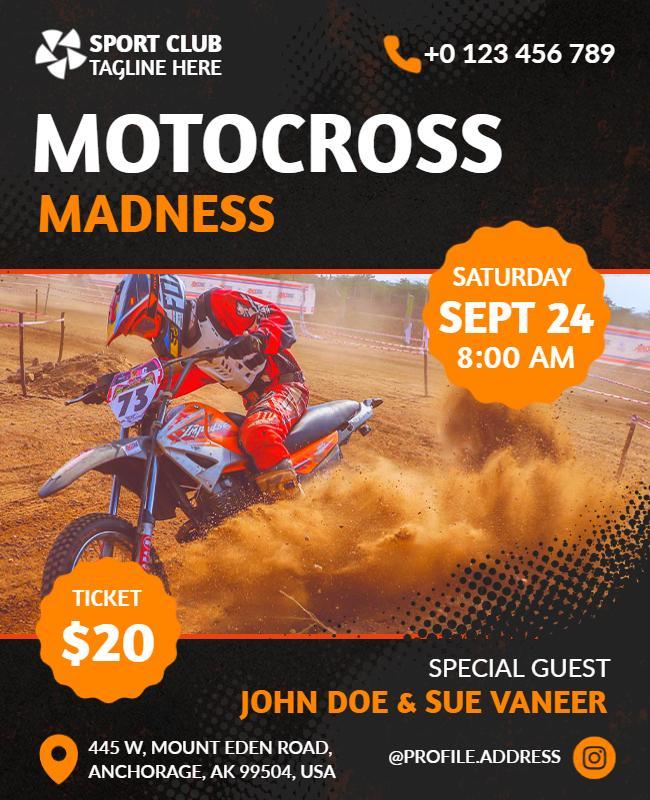 Dynamic Orange Motocross Racing Event Flyer Template