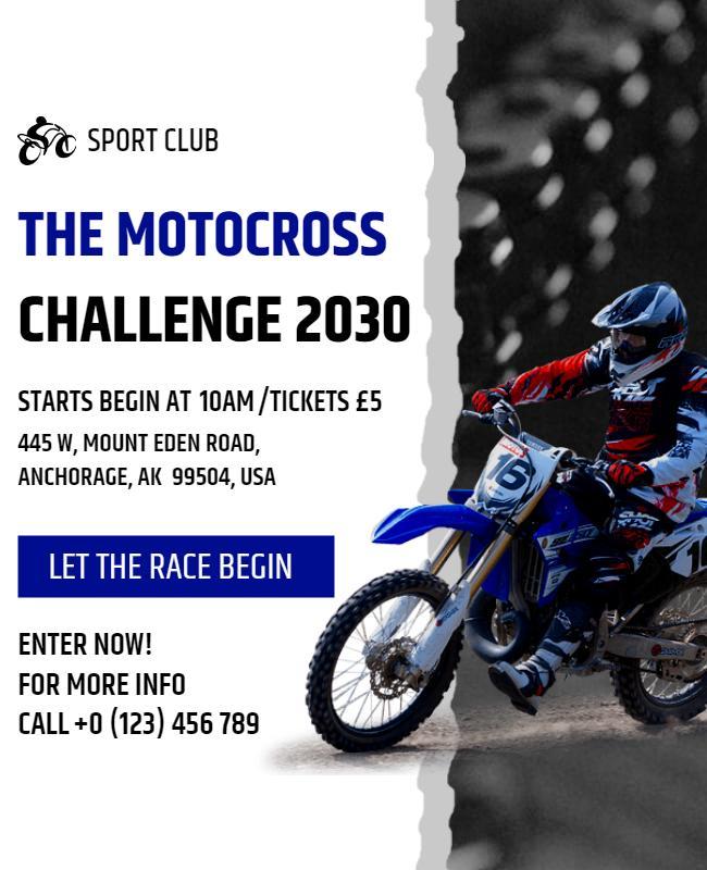 Dynamic Blue Motocross Racing Challenge Flyer Template