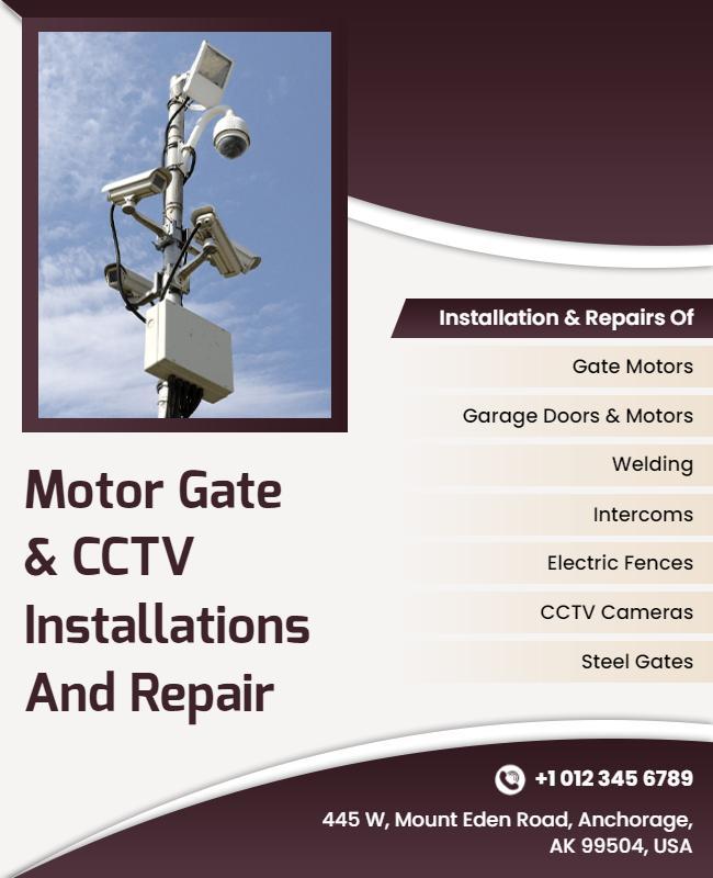 Motor Gate and Cctv Installation Services Flyer Template