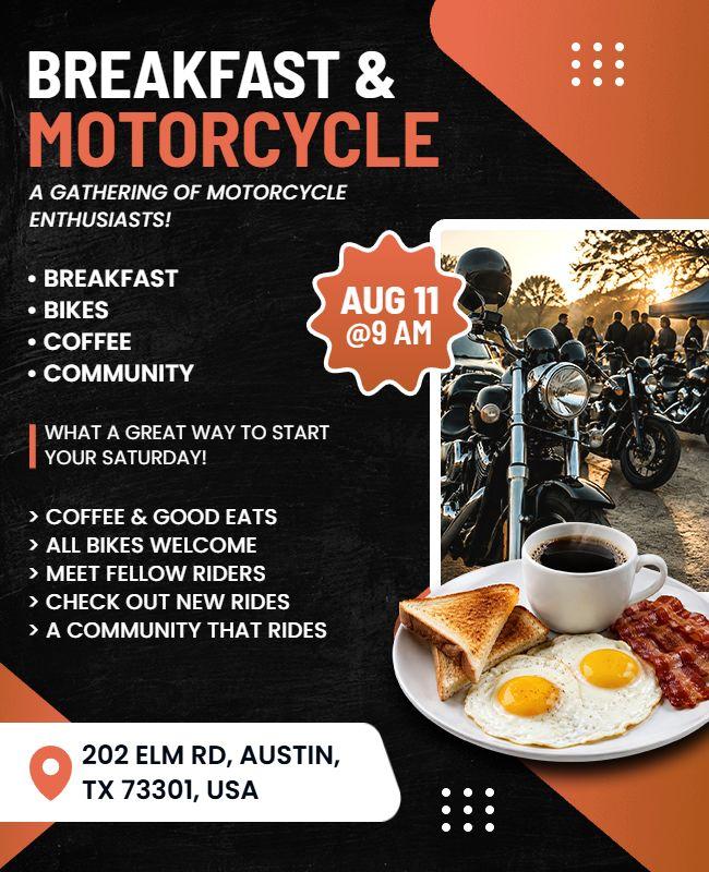 Motorcycle and Breakfast Gathering Flyer Template