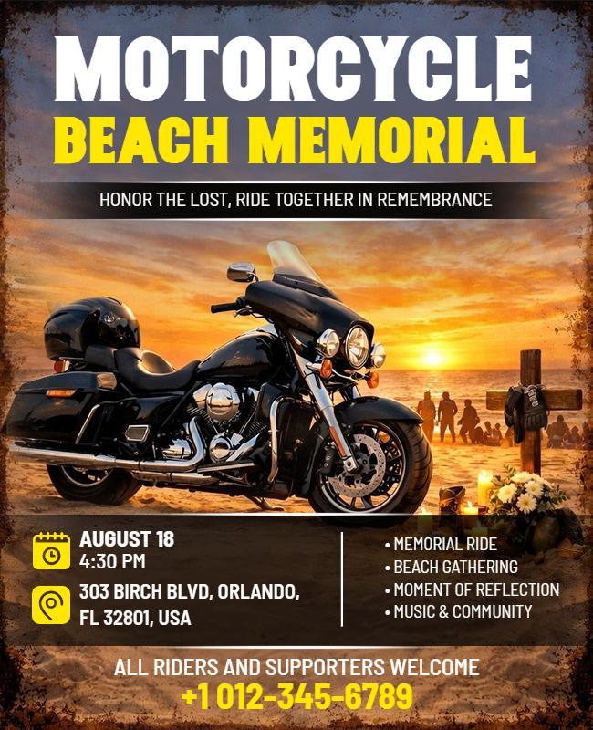 Motorcycle Beach Memorial Event Flyer Template