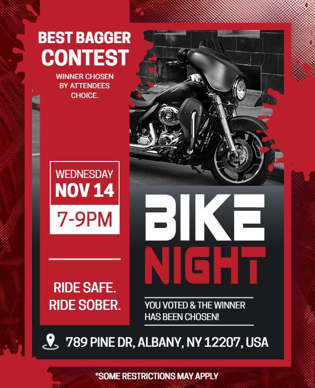 Motorcycle Bike Night Contest Flyer Template