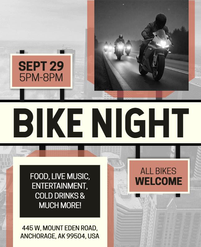 Bold Black and Orange Bike Night Entertainment Flyer Template