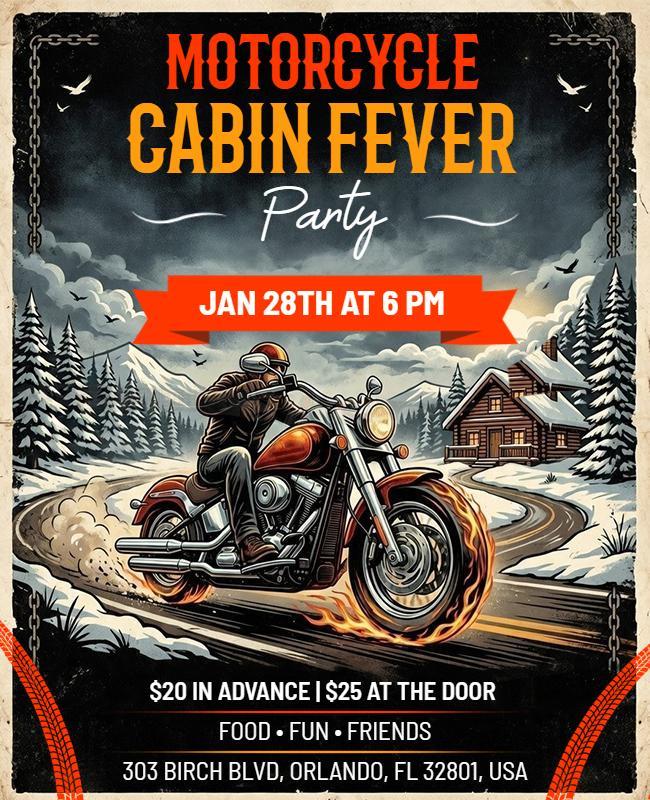 Motorcycle Cabin Fever Party Flyer Template