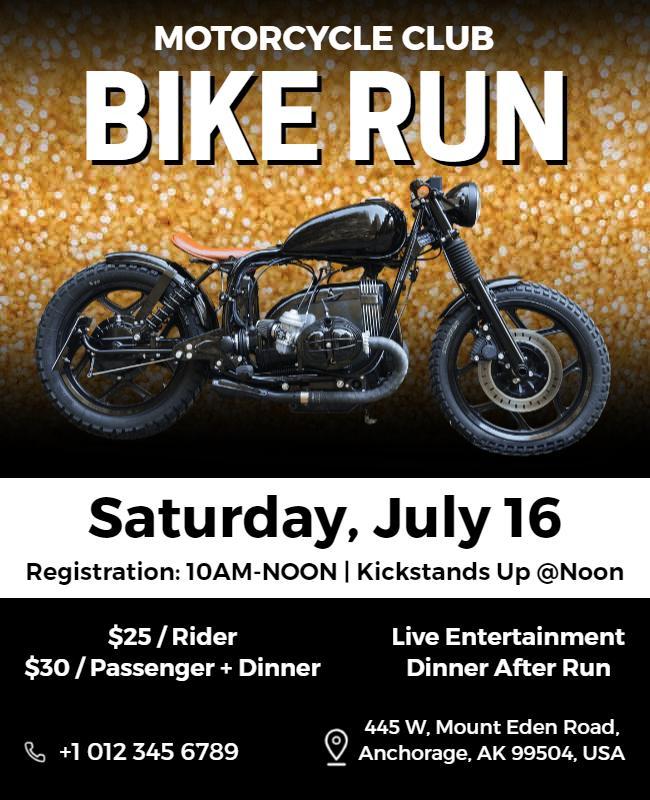 Motorcycle Club Bike Run Event Flyer Template