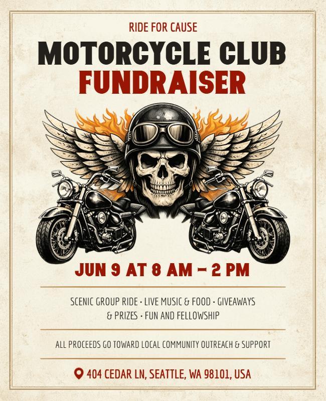 Motorcycle Club Charity Fundraising Event Flyer Template