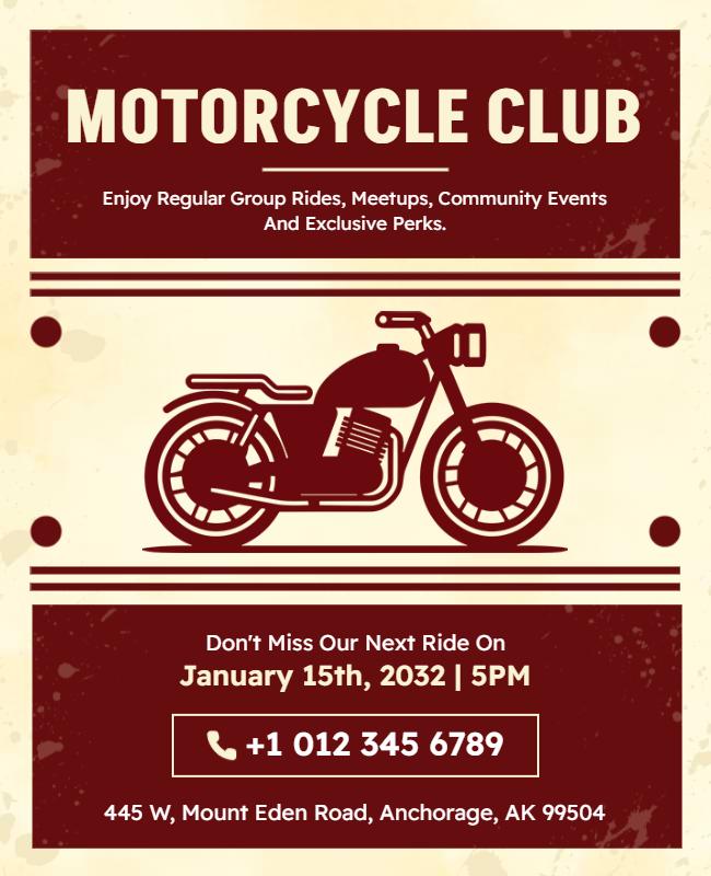 Motorcycle Club Event Announcement Flyer Template