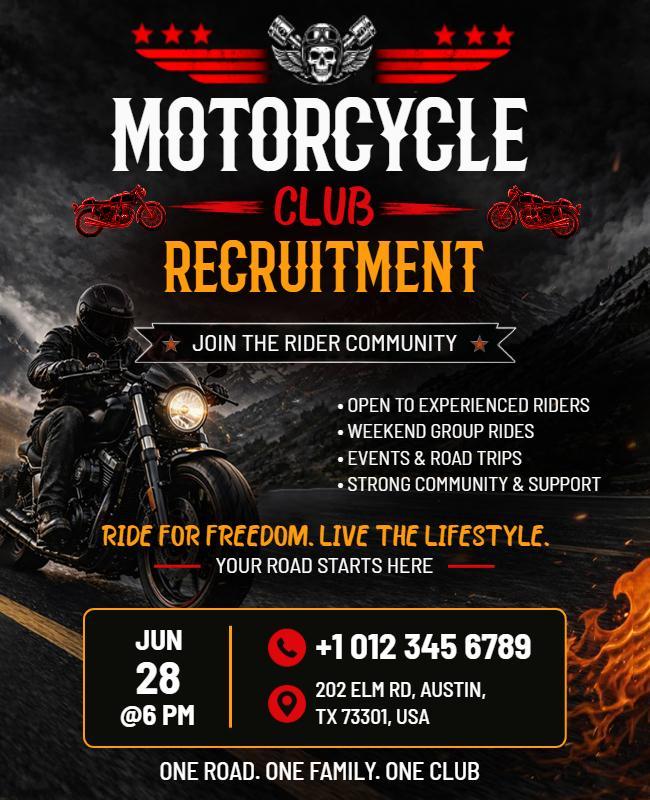 Motorcycle Club Recruitment Event Poster Template