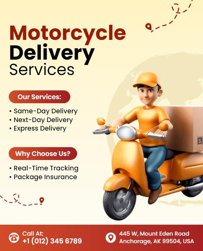 Motorcycle Delivery Service Promotional Flyer Template