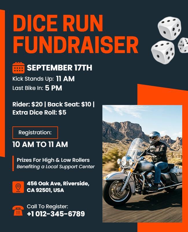 Motorcycle Dice Run Fundraiser Event Flyer Template