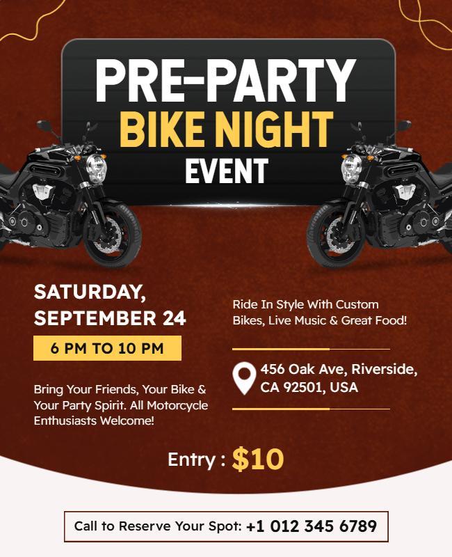 Motorcycle Enthusiast Night Life Celebration Flyer Template