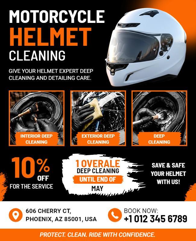 Motorcycle Helmet Cleaning Service Flyer Template