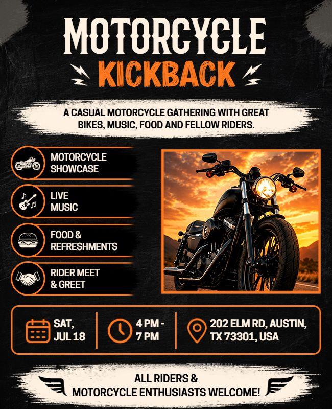 Motorcycle Kickback Gathering Event Flyer Template