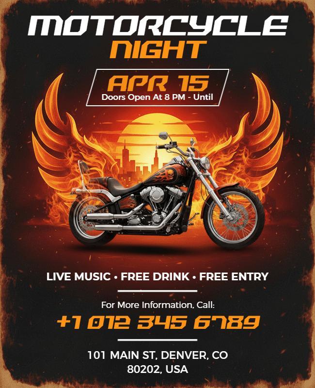 Motorcycle Night Event Promotion Flyer Template