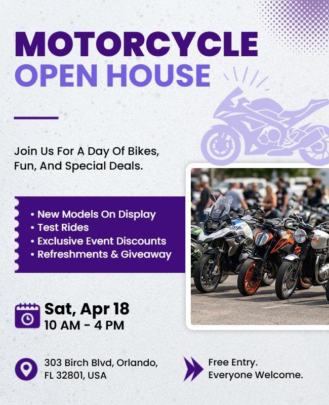 Motorcycle Open House Event Flyer Template