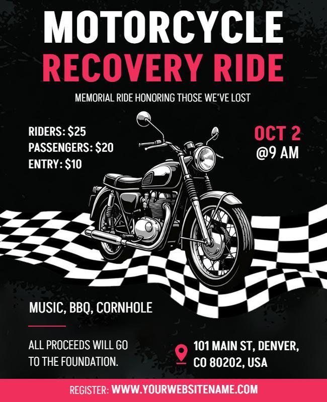Motorcycle Recovery Ride Event Flyer Template