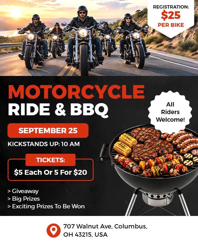 Motorcycle Ride and BBQ Event Flyer Template
