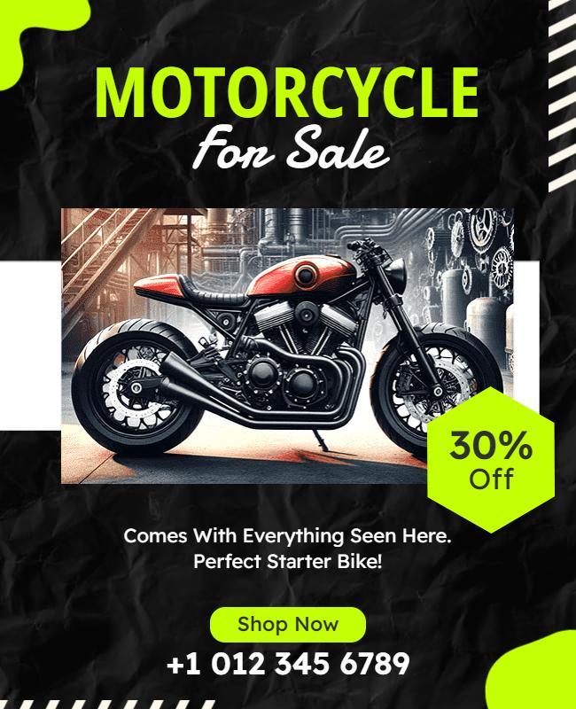 Motorcycle Sale Discount Promotional Flyer Template