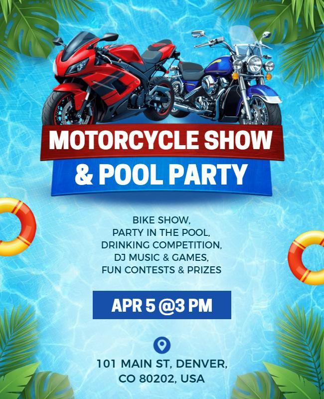 Motorcycle Show and Pool Party Poster Template