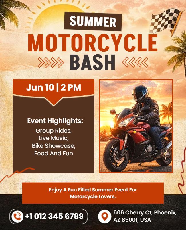 Motorcycle Summer Bash Event Flyer Template