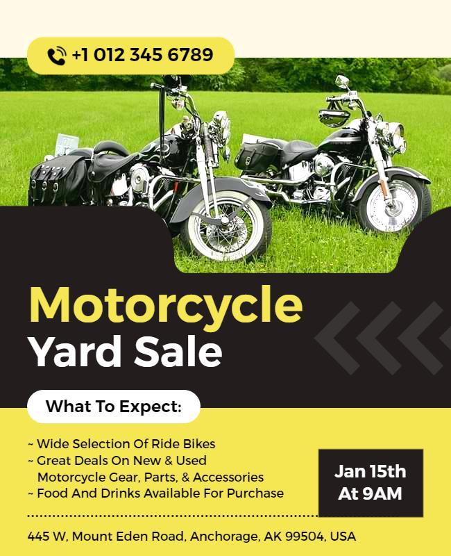 Motorcycle Yard Sale Event Flyer Template