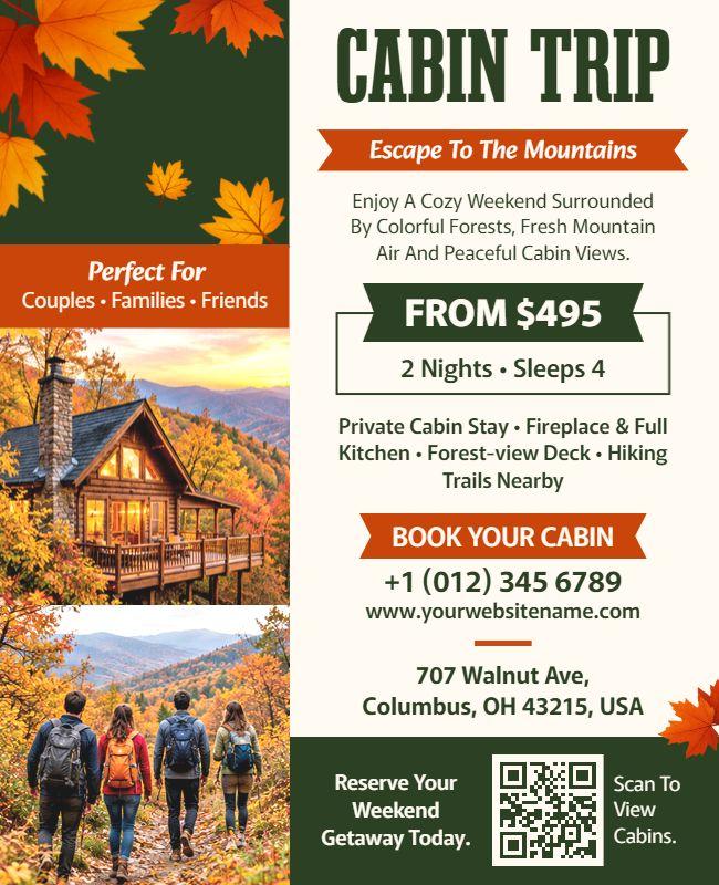 Mountain Cabin Retreat Vacation Flyer Template
