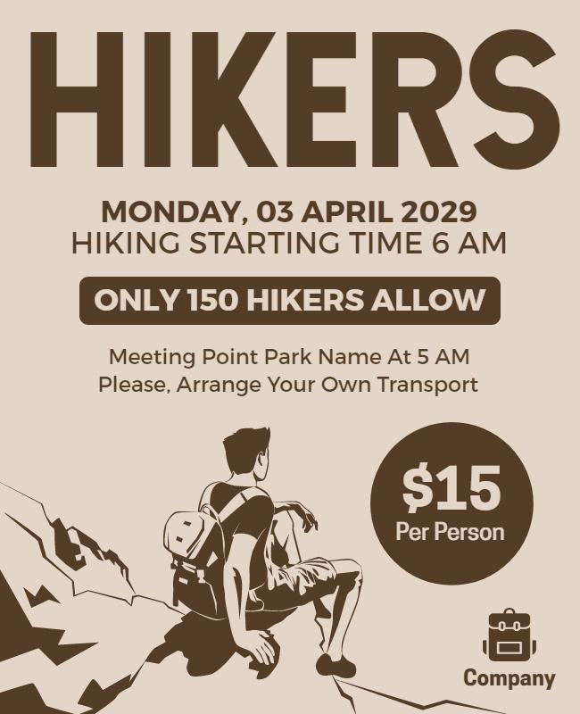 Outdoor Adventure Themed Hiking Event Flyer Template