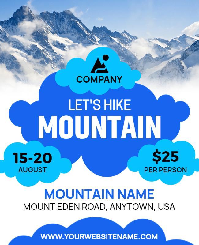 Playful Blue Mountain Hiking Adventure Flyer Template