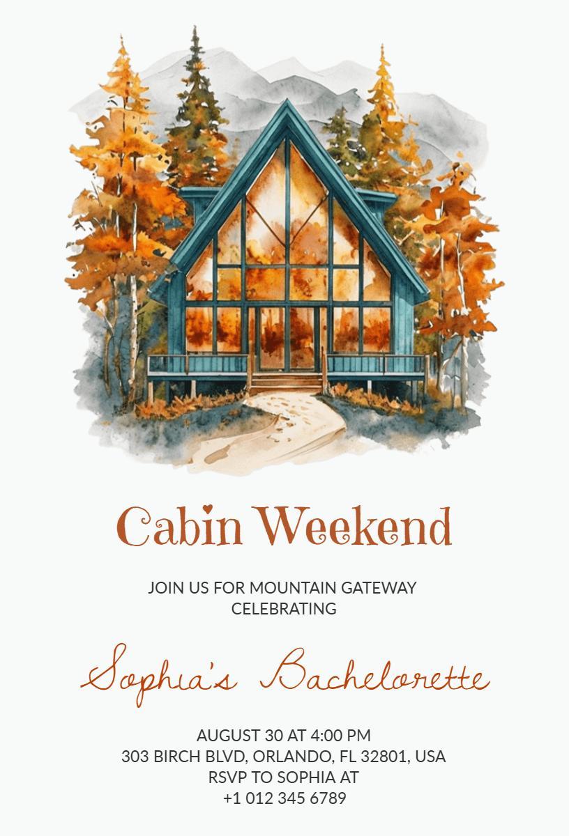 Mountain Retreat Autumn Bachelorette Party Invitation Template