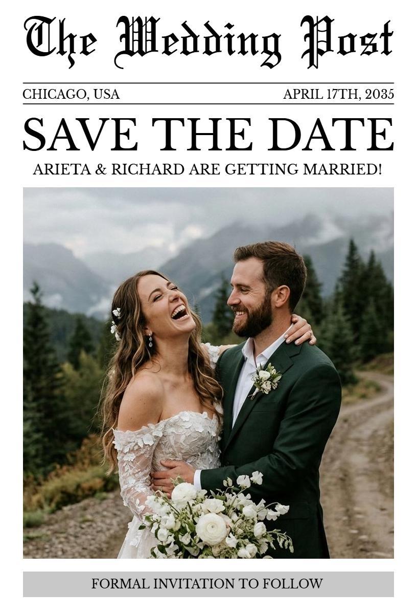 Mountain-Scenic Rustic Save The Date Wedding Invitation Template
