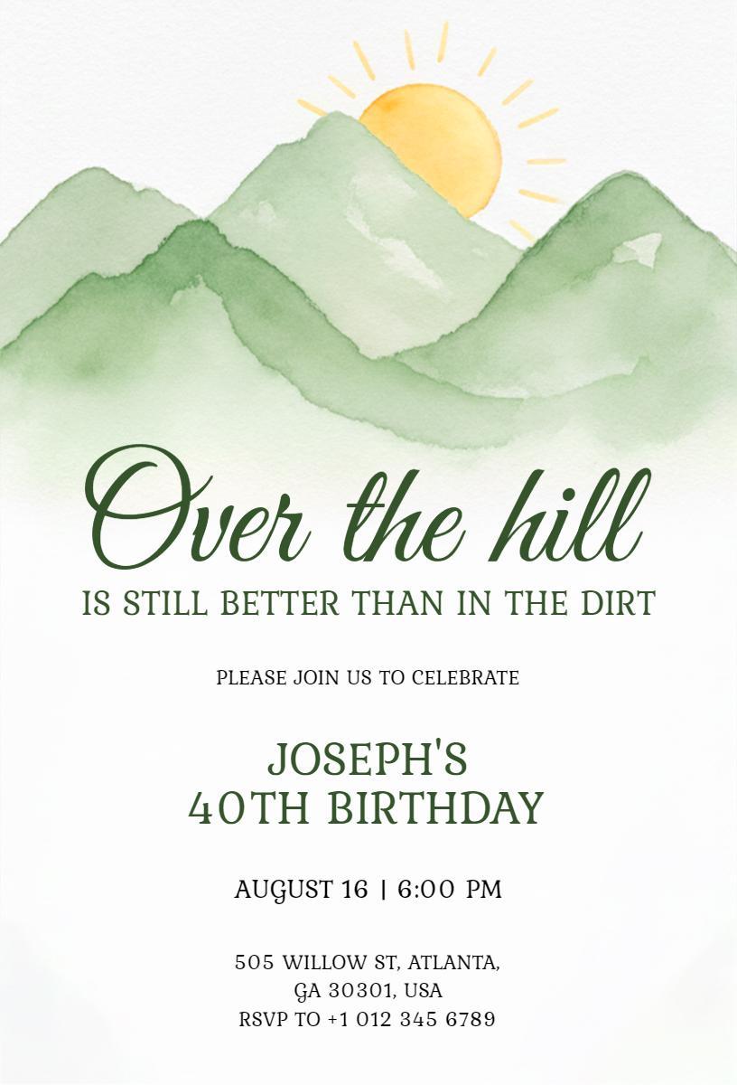 Mountain Themed 40th Birthday Celebration Invitation Template