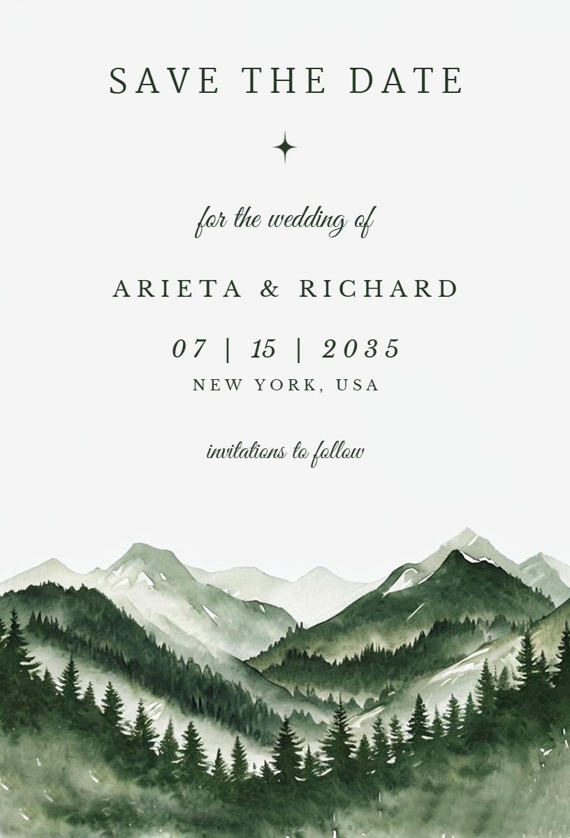 Mountain Vista Nature Inspired Wedding Save The Date Invitation Template