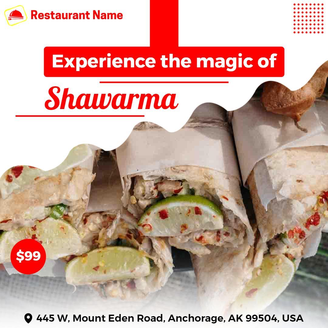 Mouthwatering Shawarma Delight Experience at Top Restaurant Ad Template