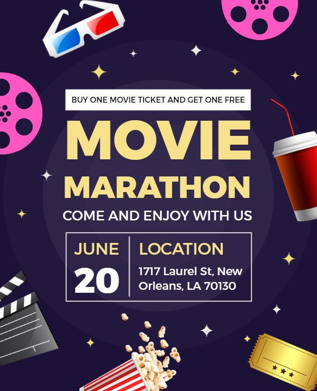 Movie Marathon Event Promotion Flyer Template