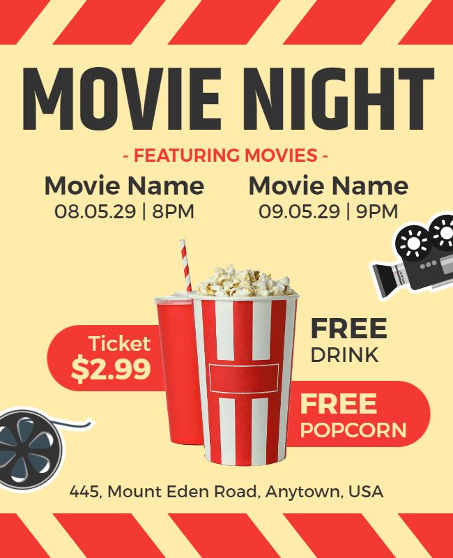 Movie Night Event with Complimentary Snacks Flyer Template