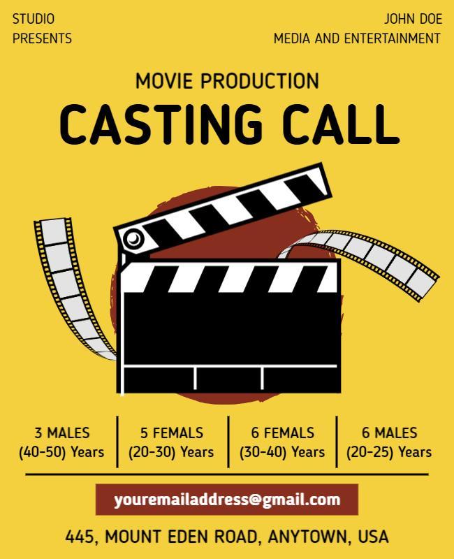 Movie Production Casting Call Auditions Flyer Template