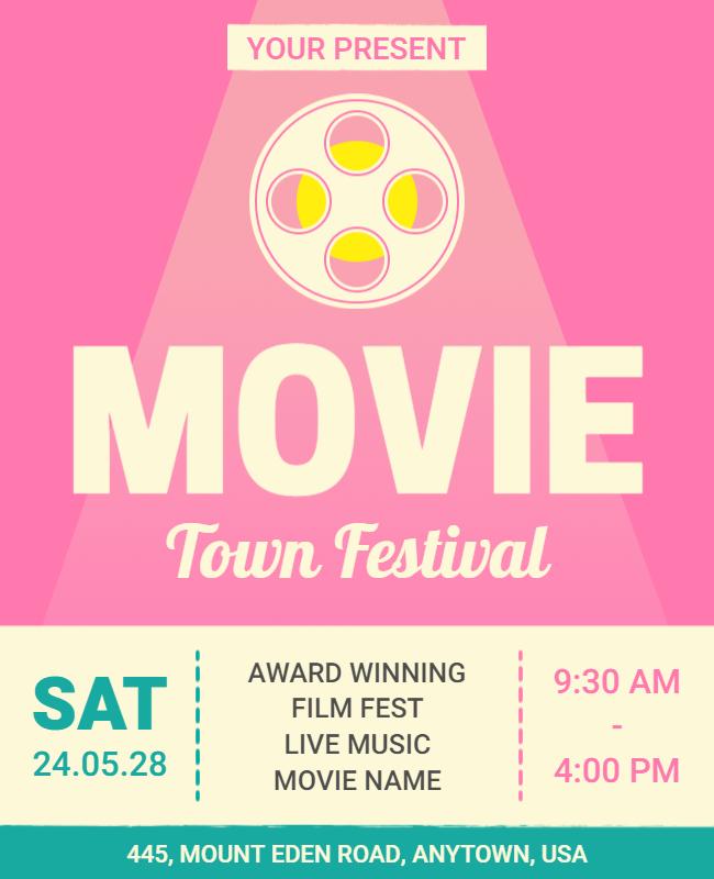 Movie Town Festival Event Flyer Template