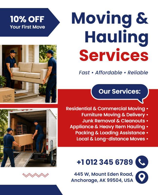 Moving and Hauling Services Promotional Flyer Template