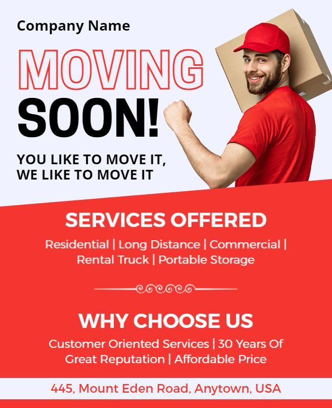 Moving Company Announcement Flyer Template