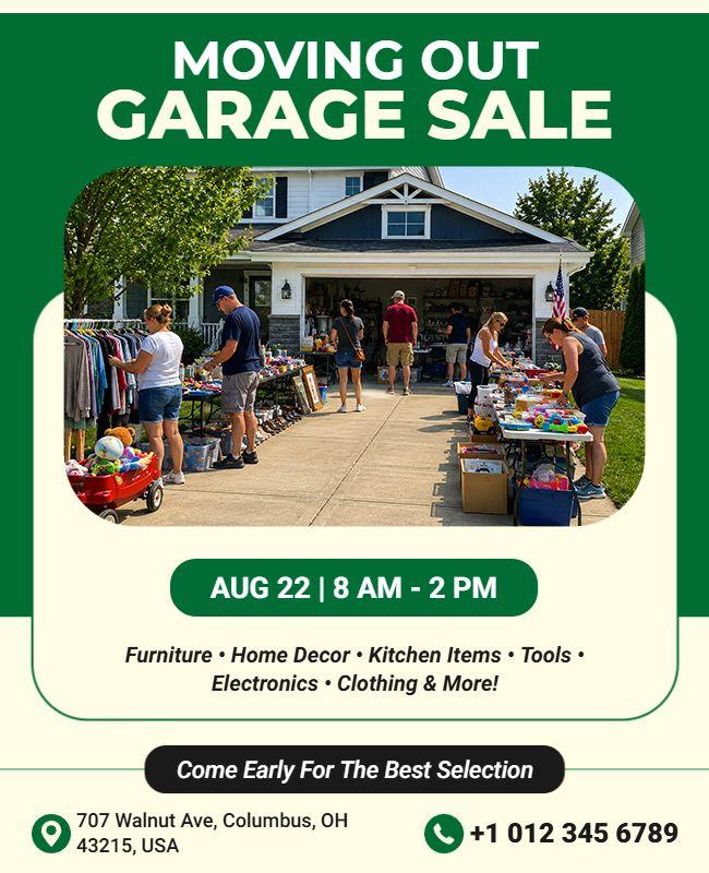 Moving Out Garage Sale Event Flyer Template