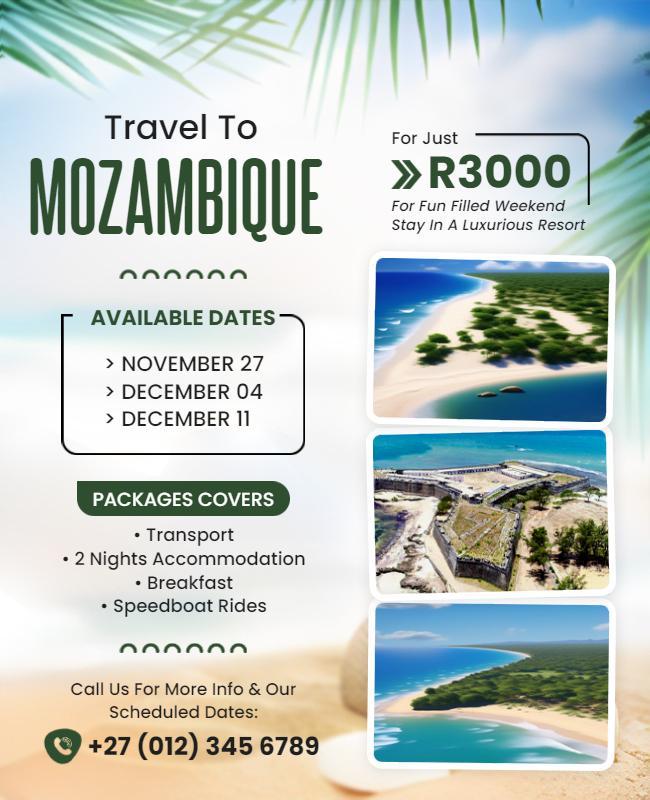 Mozambique Luxury Resort Travel Flyer Template