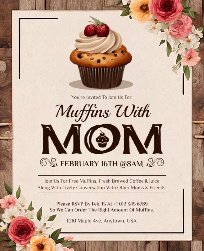 Muffins with Mom Community Event Invitation Flyer Template