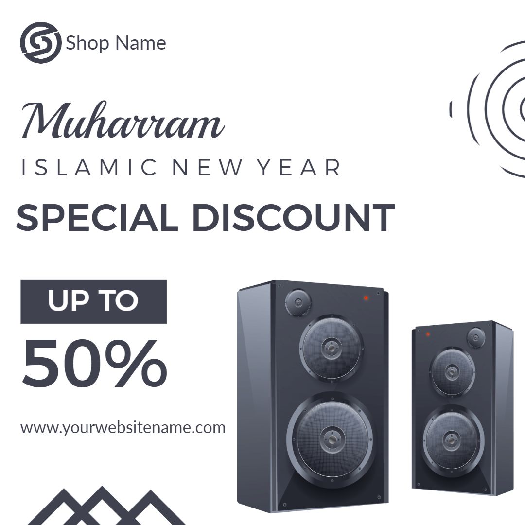 Muharram Islamic New Year Sale with Speakers Discount Ad Template