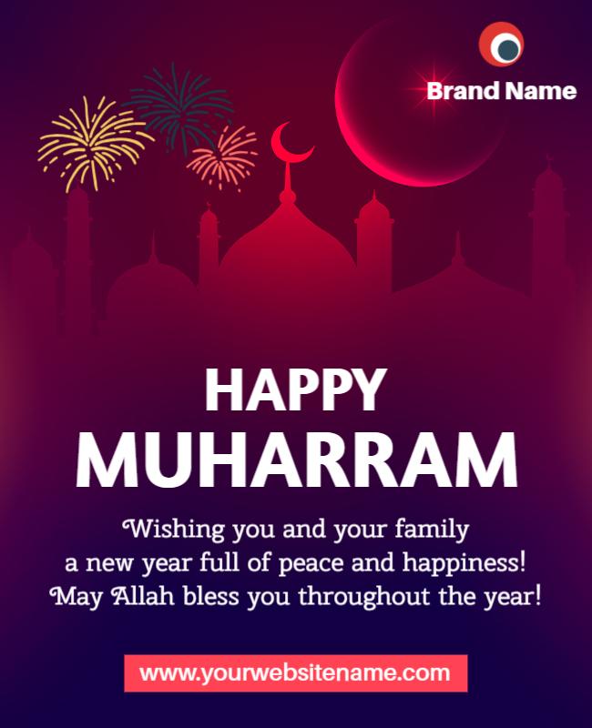 Festive Purple Muharram Celebration Greeting Flyer Template