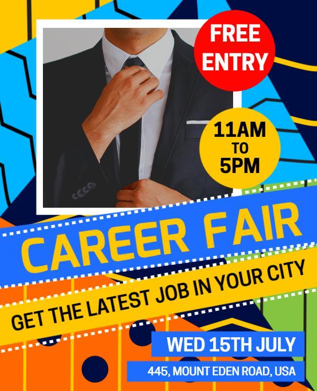 Vibrant Geometric Career Fair with Free Entry Flyer Template