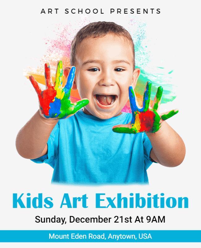 Multi Color Kids Art Exhibition Poster Template