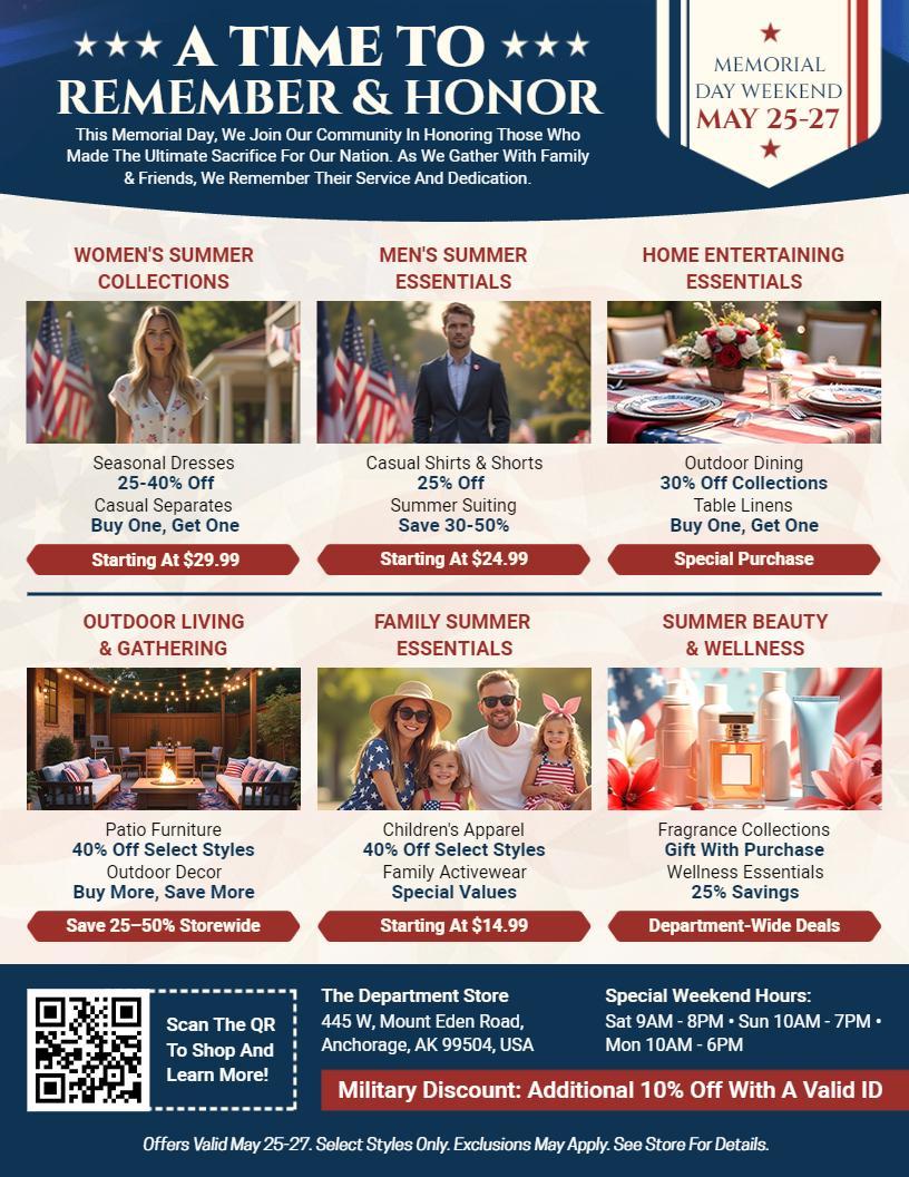 Multi-Department Summer Collections Memorial Day Flyer Template