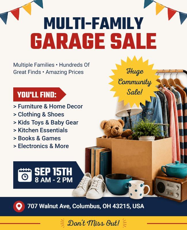 Multi-Family Garage Sale Event Flyer Template